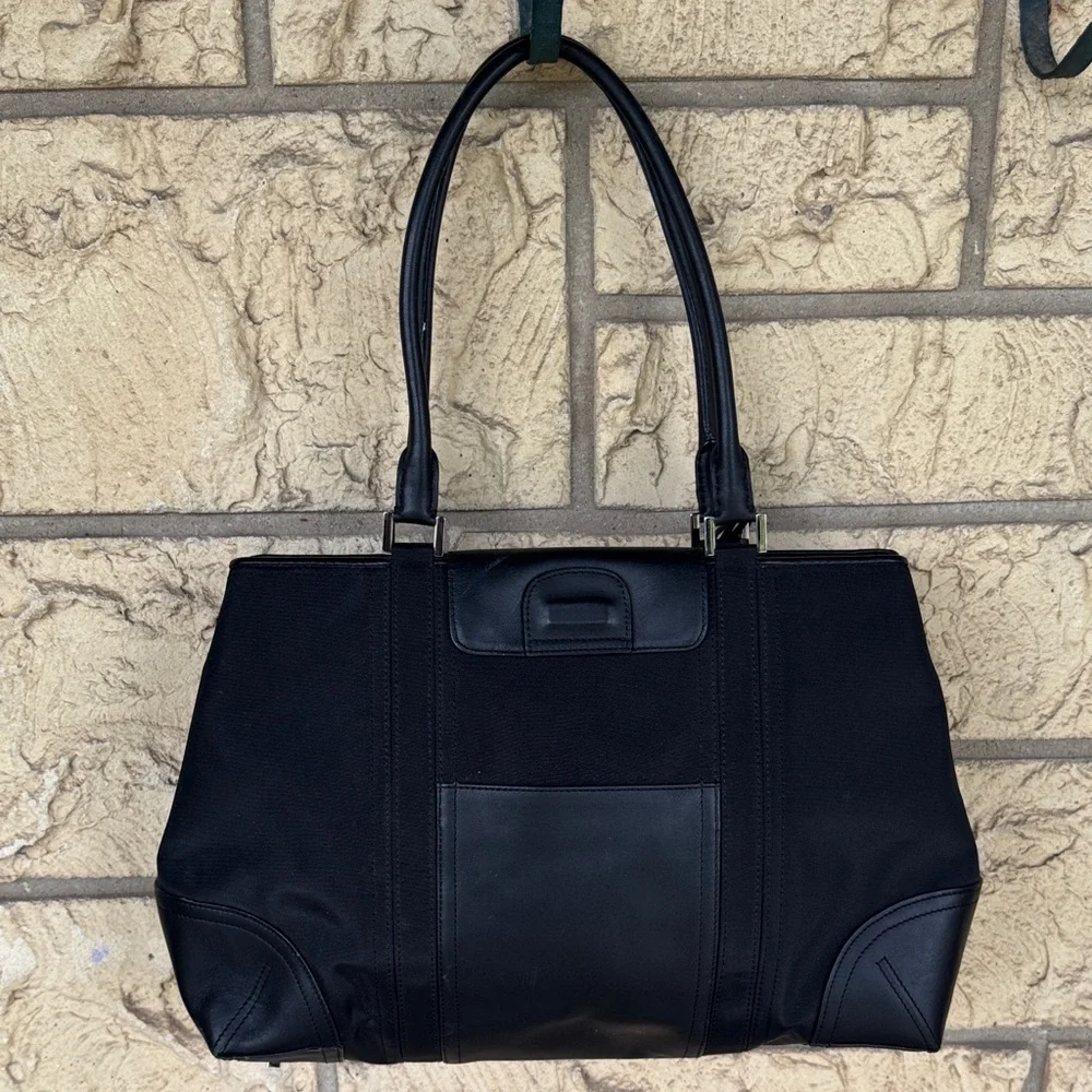 Casual Corner bag Handbag Elegant Black Tote Bag Leather Nylon